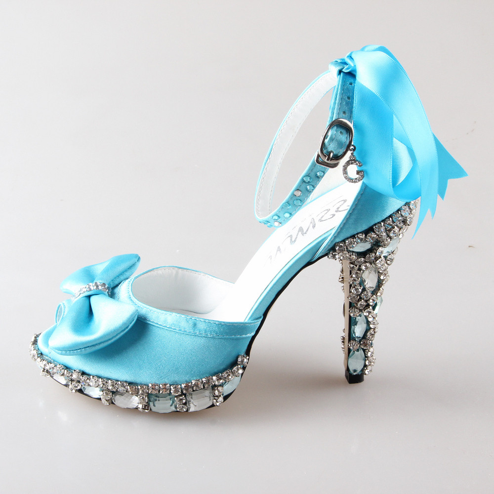 Light Blue Wedding Shoes
 Handmade light sky baby blue D orsay peep open toe woman