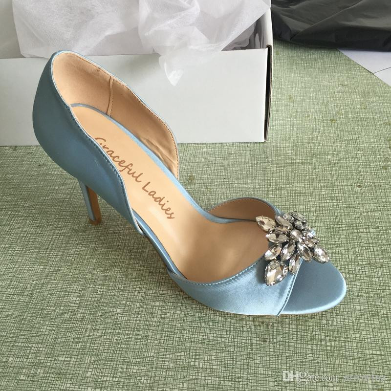 Light Blue Wedding Shoes
 2016 Real Light Blue Wedding Shoes Bridal Shoes Slip