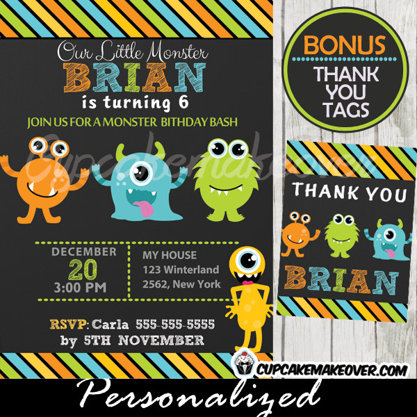 Little Monster Birthday Invitations
 Little Monsters Birthday Party Invitation Personalized