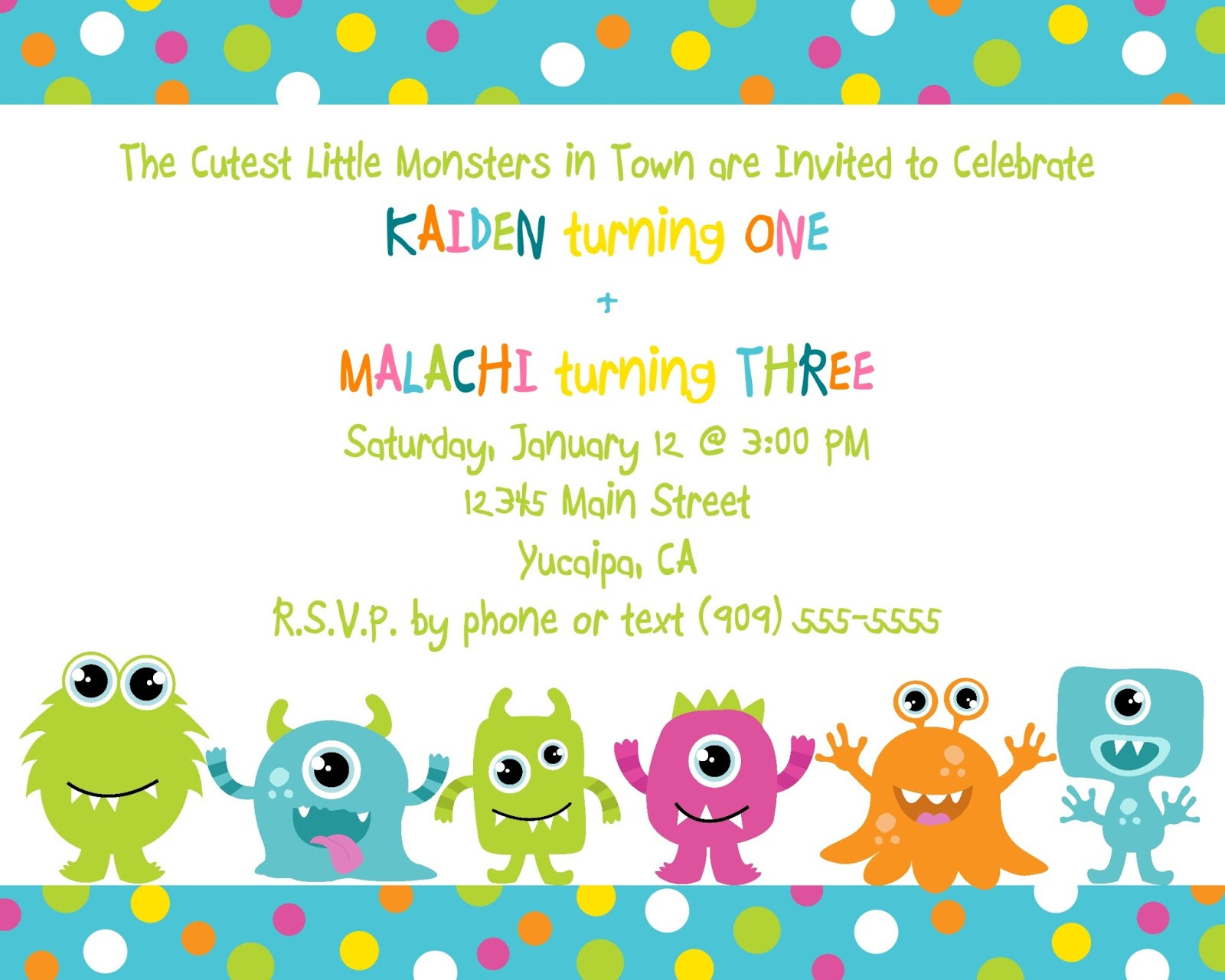 Little Monster Birthday Invitations
 Stamp with Rose Cute Little Monsters Invite