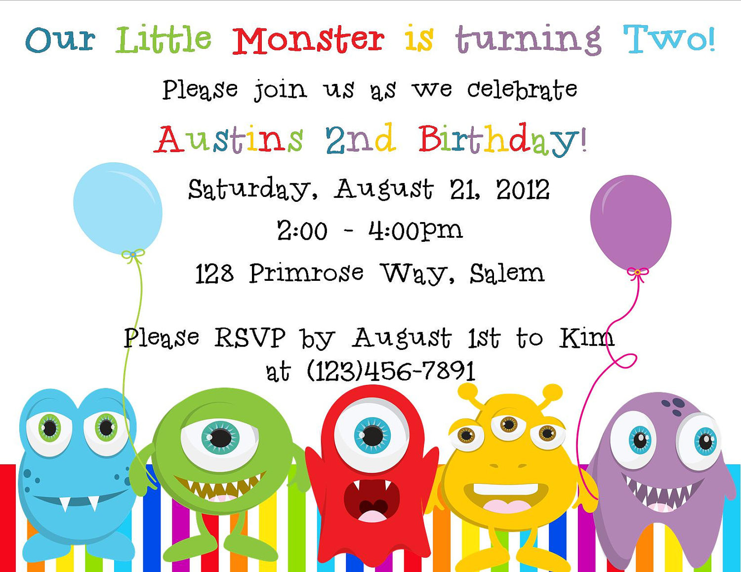 Little Monster Birthday Invitations
 Little Monster Birthday Invitation Digital by