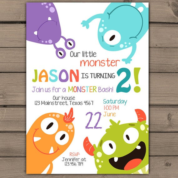 Little Monster Birthday Invitations
 Little Monster birthday invitation Monster party invitation