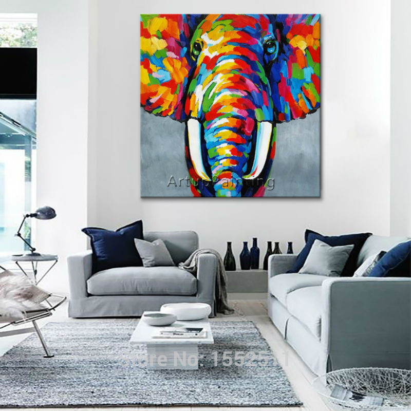 Living Room Paintings
 Animal elephant Oil painting Canvas Painting For Living