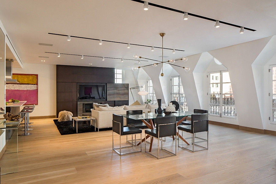 Living Room Track Lighting
 Exclusive New York City Penthouse Blends Tribeca Style