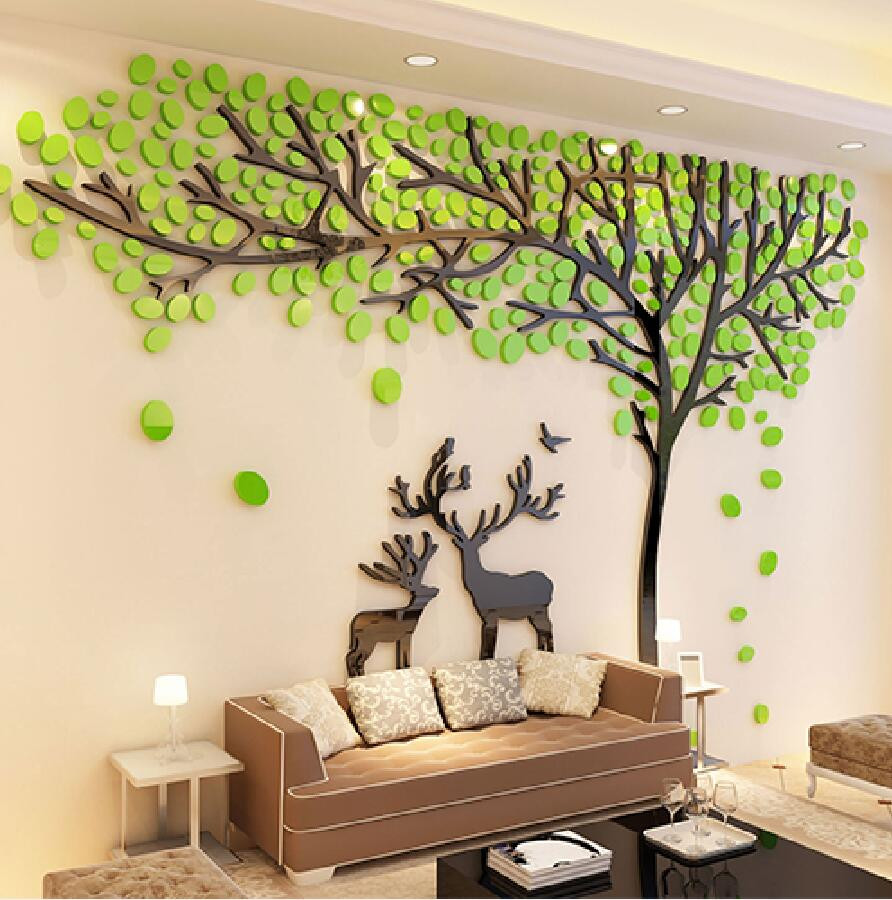 Living Room Wall Art Stickers
 2017 Elk Trees 3D Stereo Wall Stickers Living Room Sofa TV