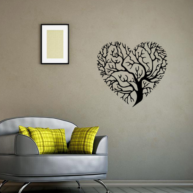 Living Room Wall Art Stickers
 Aw9476 Fashion Love Heart Tree Wall Decor Vintage Life