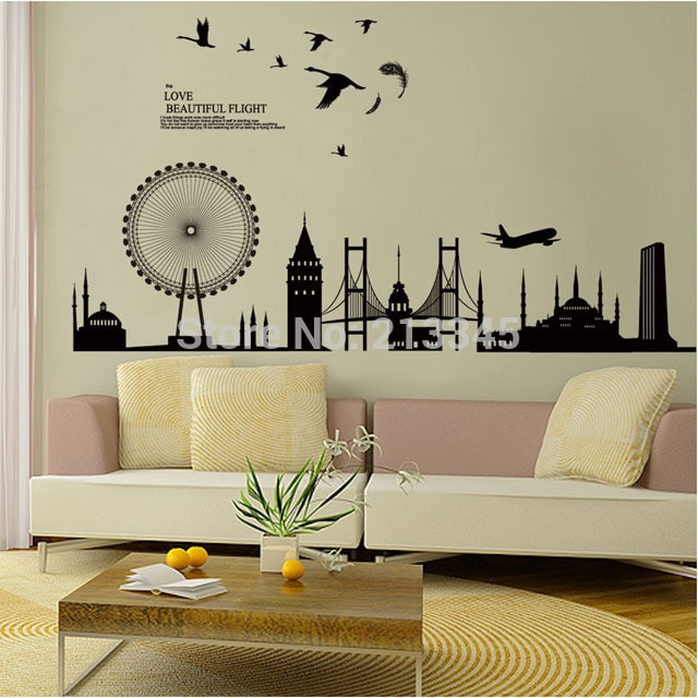Living Room Wall Art Stickers
 [Fundecor] DIY wall sticker home decor decals modern city