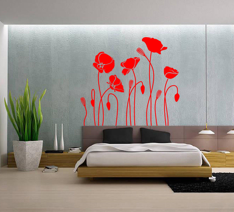 Living Room Wall Art Stickers
 Hand Carvin Poppy Flower Wall Art Wall Stickers living