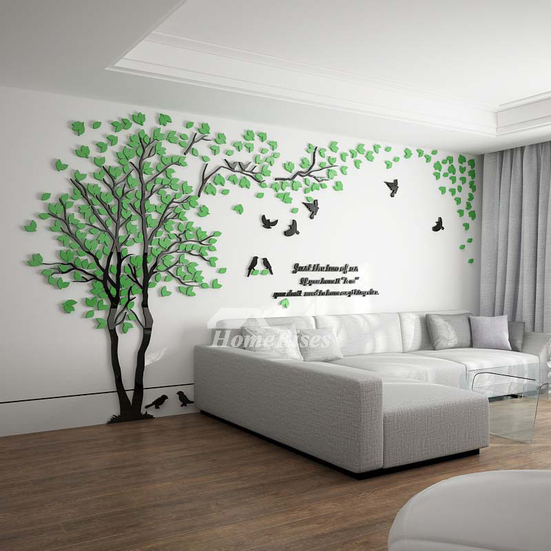 Living Room Wall Art Stickers
 Tree Wall Decal 3D Living Room Green Yellow Acrylic Best