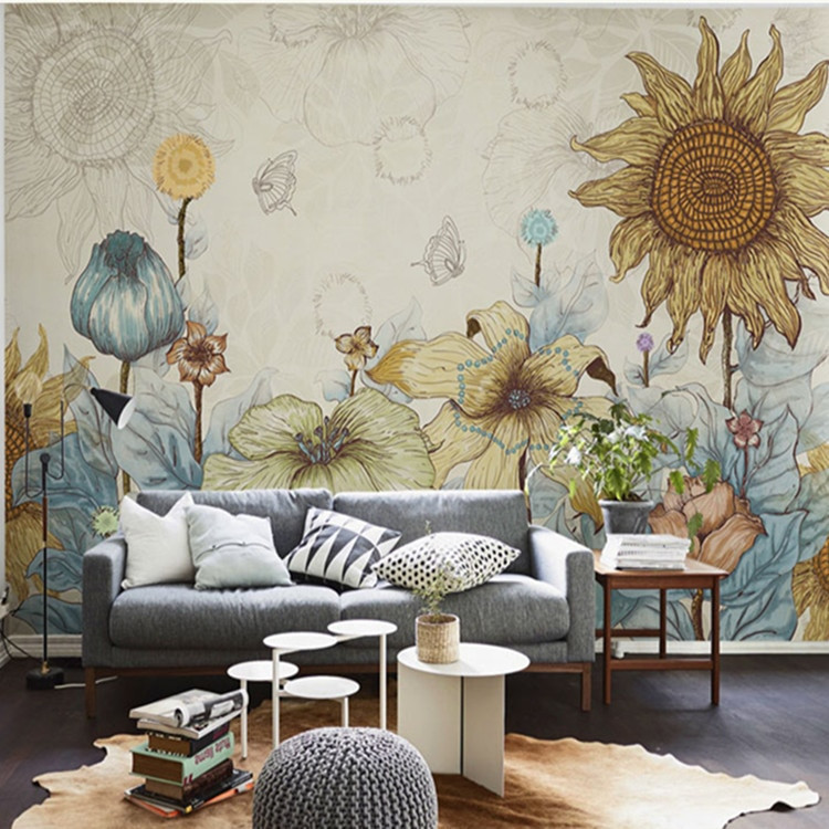 Living Room Wall Murals
 Elegant Wallpaper Rose Flower Wall Murals 3D Custom