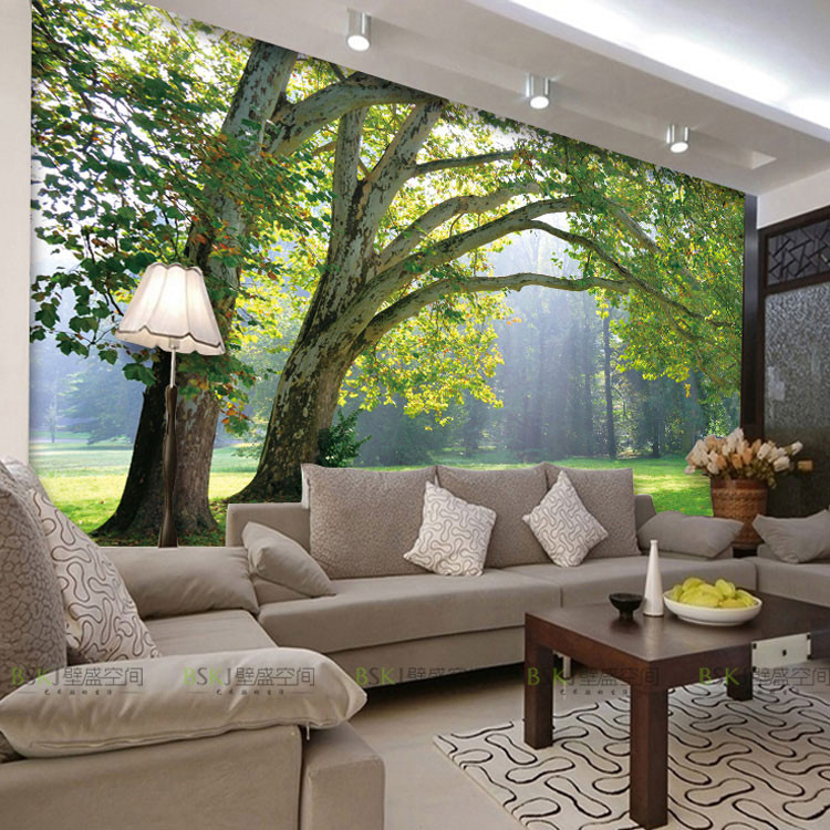 Living Room Wall Murals
 Aliexpress Buy 3D photo wallpaper Nature Park tree