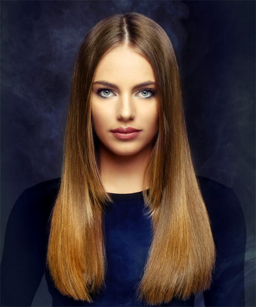 Long Straight Haircuts For Women
 Long Straight Brunette and Red Two Tone Hairstyle