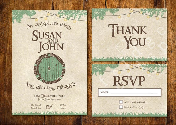Lord Of The Rings Wedding Invitations
 Hobbit style Wedding Invitation wedding Lord of the rings