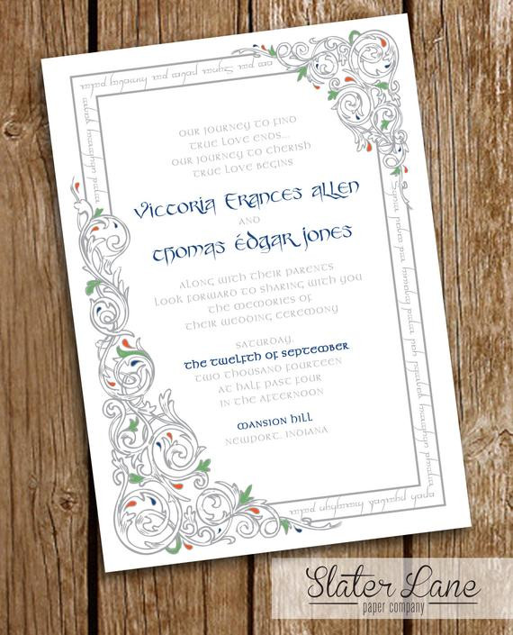 Lord Of The Rings Wedding Invitations
 Lord of the Rings Wedding Invitation DIY by SlaterLanePaperCo