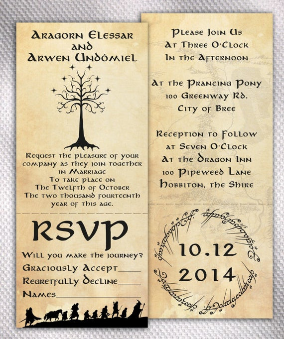 Lord Of The Rings Wedding Invitations
 Unavailable Listing on Etsy