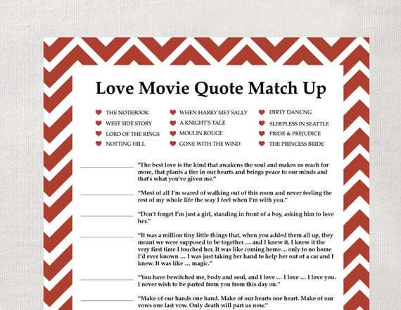 Love Game Quotes
 INSTANT Love Quote matchup Instant Download by LaurEvansDesign