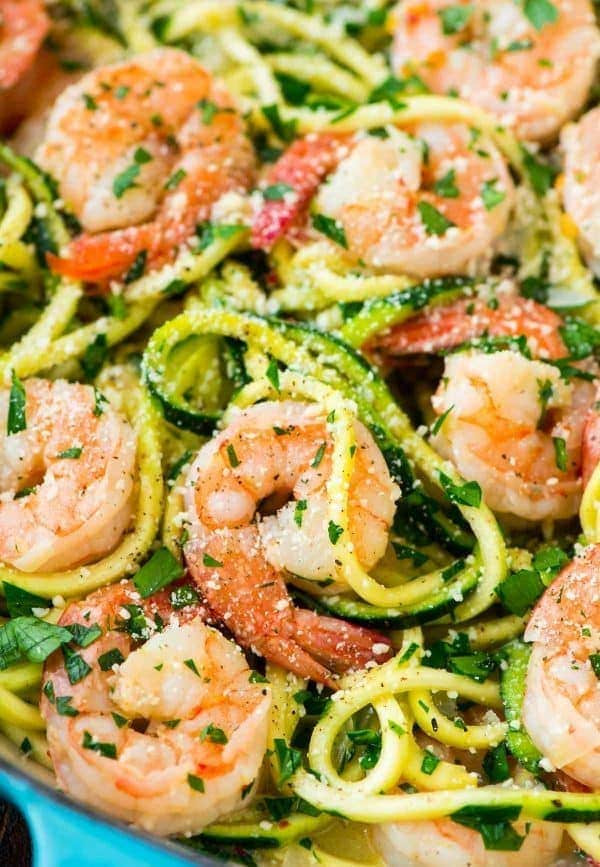 Low Calorie Shrimp Pasta
 Healthy Shrimp Scampi with Zucchini Noodles