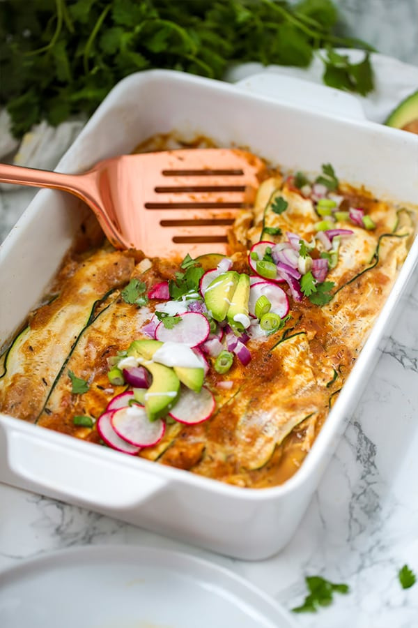 Low Carb Chicken Enchilada Casserole
 Low Carb Zucchini Chicken Enchilada Casserole Paleo AIP