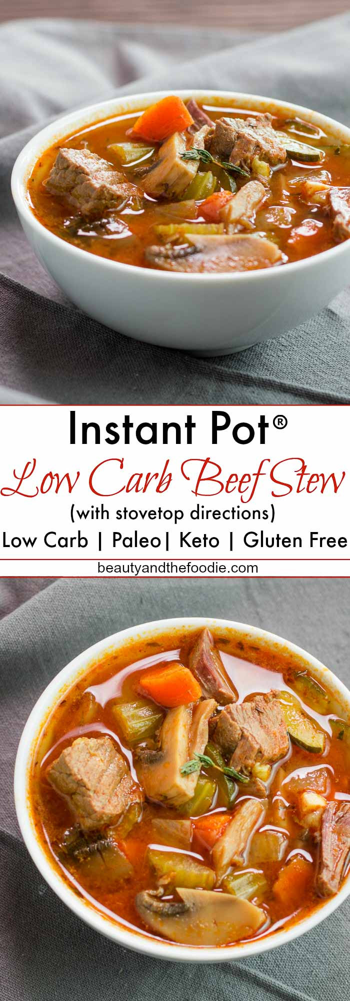 Low Carb Crock Pot Beef Stew
 Low Carb Instant Pot or Stovetop Hearty Beef Stew