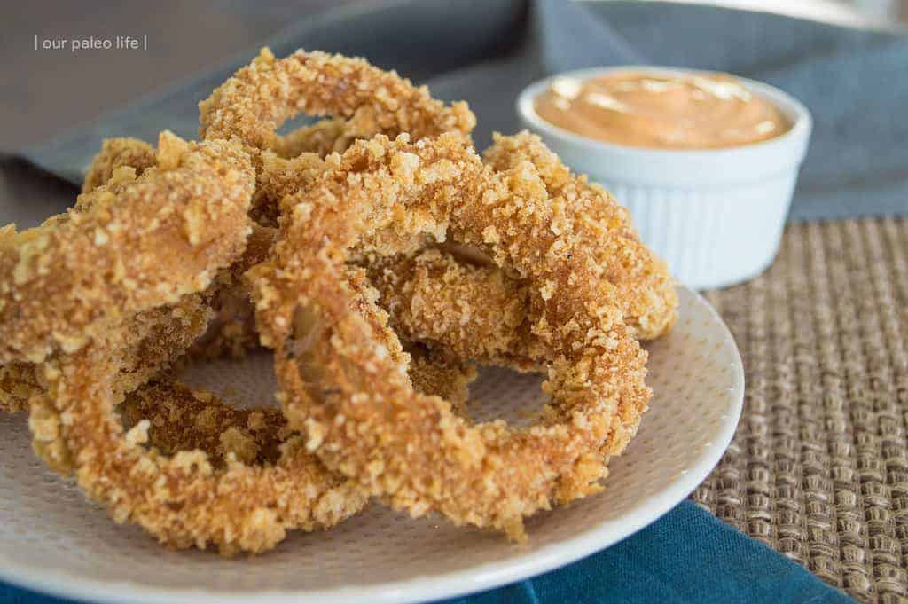 Low Carb Onion Rings
 Low Carb ion Rings w Spicy Mayo Dip KETO Our Paleo Life
