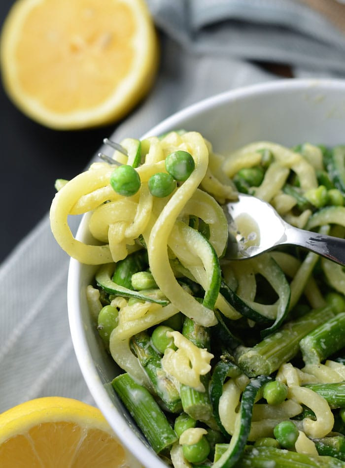 Low Carb Pasta Salad
 Creamy Roasted Asparagus and Zoodle Pasta Salad