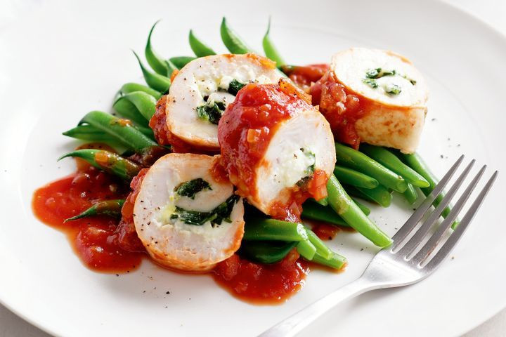 Low Fat Recipes That Taste Good
 Low fat chicken spinach rolls with green beans