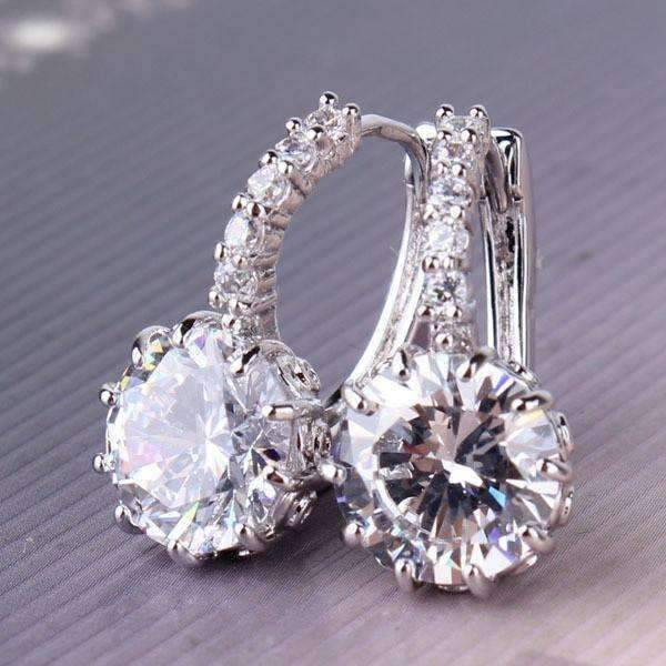 Macy's Diamond Earrings Sale
 ON SALE Diamond CZ Solitaire Hoop Earrings In White