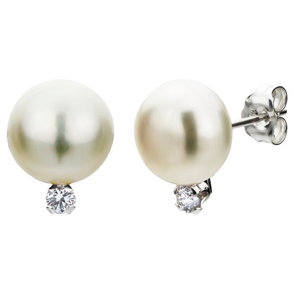 Macy's Diamond Earrings Sale
 Shop DaVonna Sterling Silver White Pearl and Diamond Stud