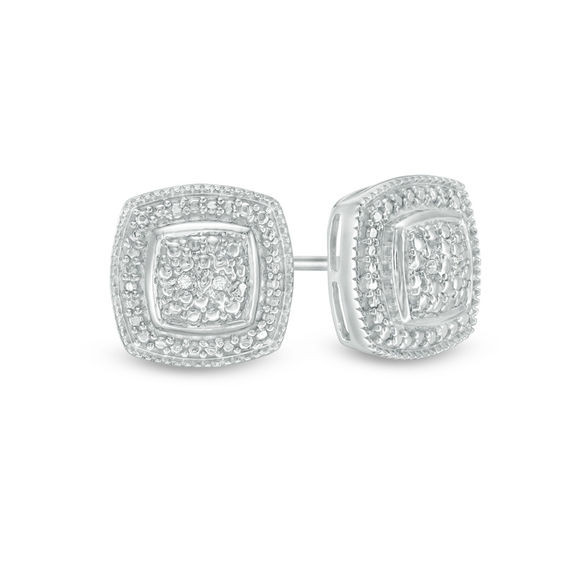 Macy's Diamond Earrings Sale
 Diamond Accent Cushion Stud Earrings in Sterling Silver