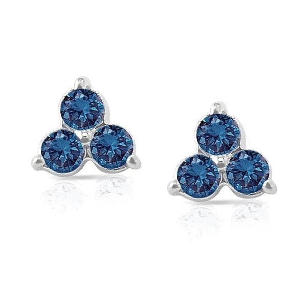 Macy's Diamond Earrings Sale
 Shop 14k White Gold 1 2ctw Three Stone Blue Diamond Stud