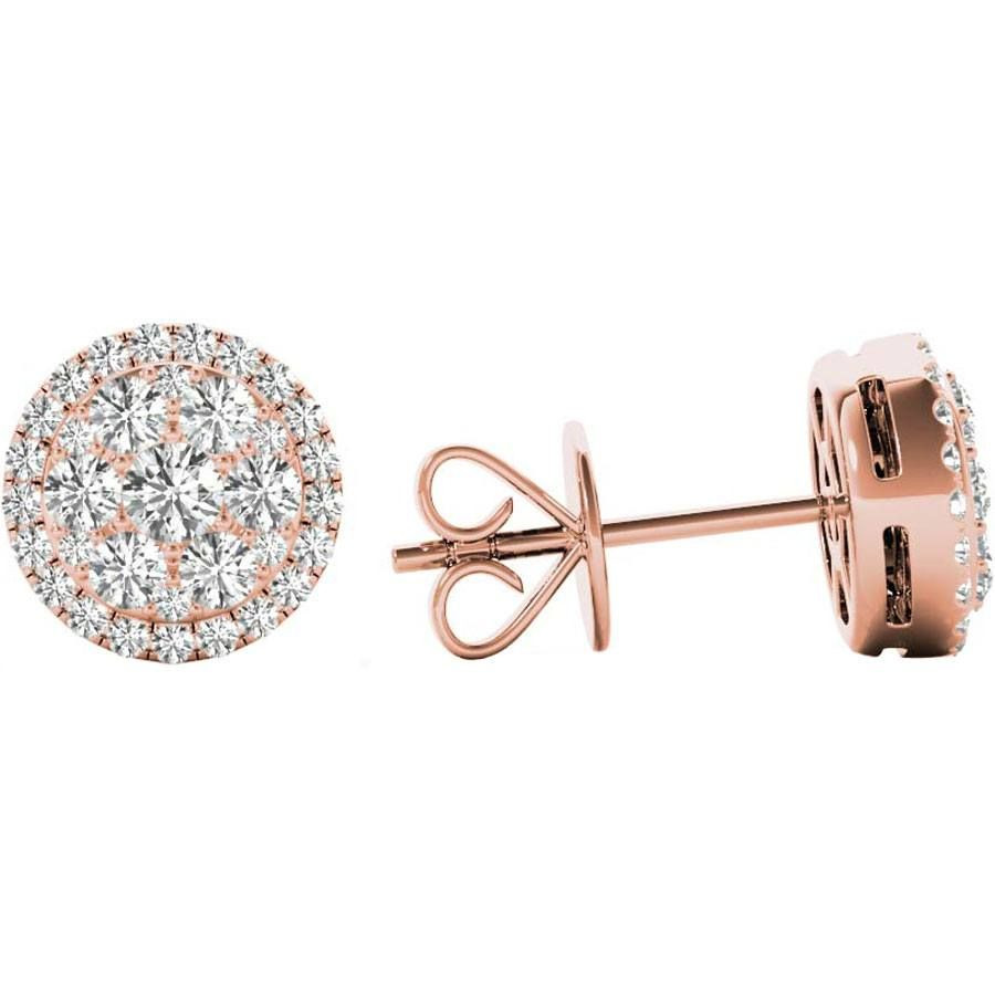 Macy's Diamond Earrings Sale
 Polished 18k Rose Gold Diamond Pave Halo Women s Earrings