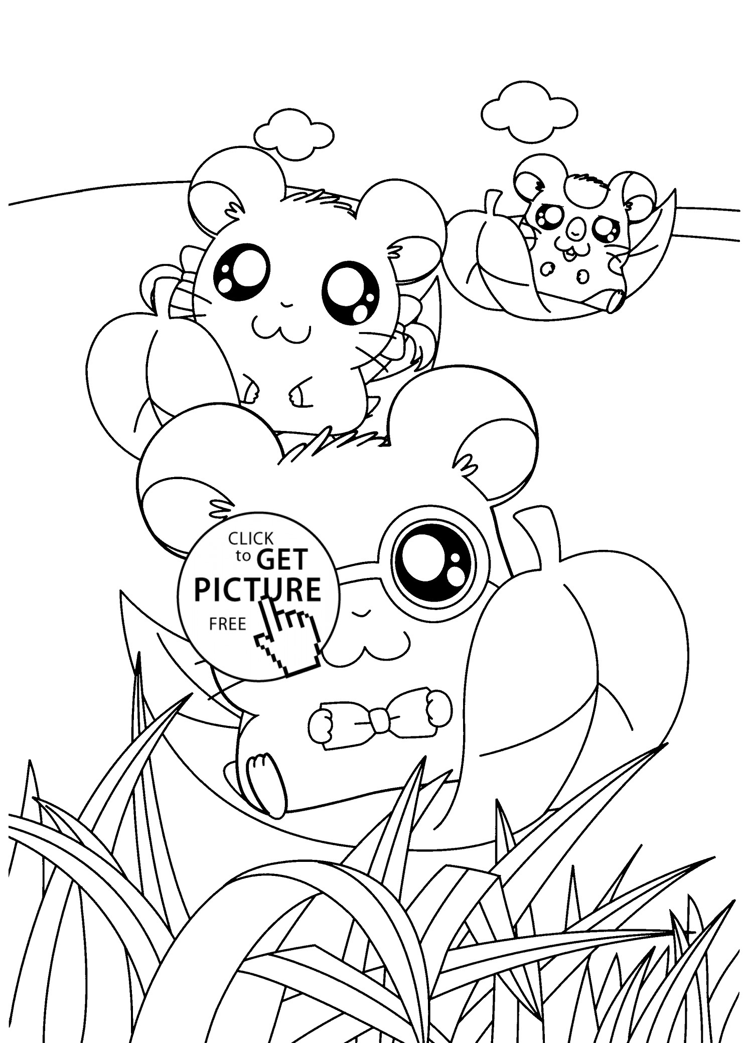 Manga Coloring Pages For Kids
 Hamtaro funny anime coloring pages for kids printable free