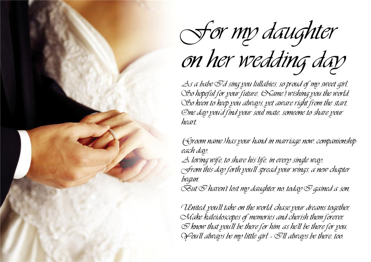 Marriage Quotes For Her
 Personalised Poem Poetry for Bride Daughter from Parents