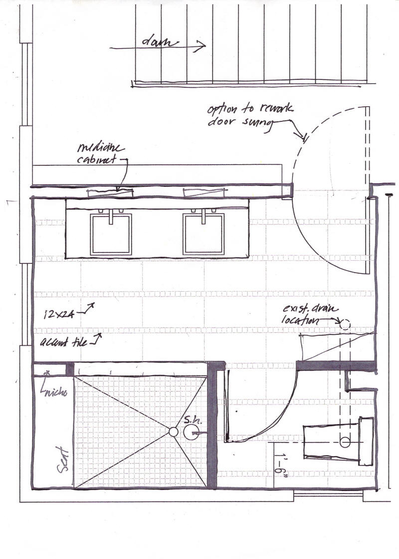 Master Bathroom Floor Plan
 How to Build a Mortar Bed Shower Drain