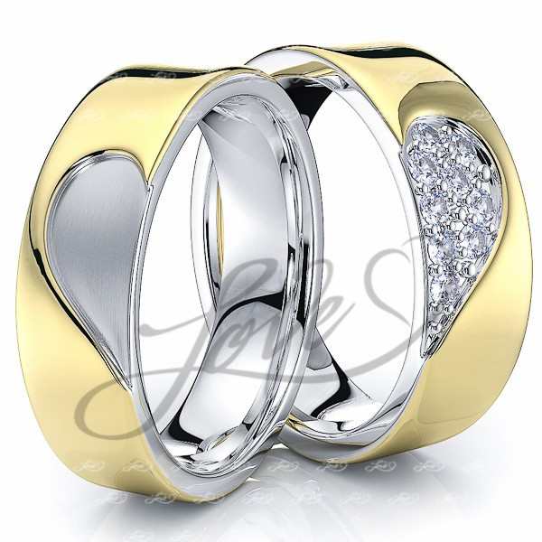 Matching Wedding Rings For Him And Her
 Solid 014 Carat 6mm Matching Heart Design His and Hers