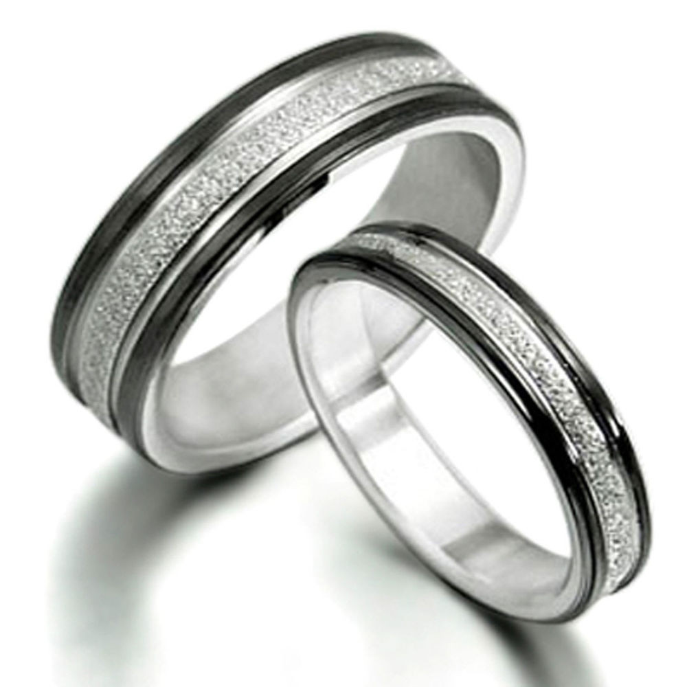 Matching Wedding Rings For Him And Her
 His Her Black Matching Wedding Titanium Rings 010A3