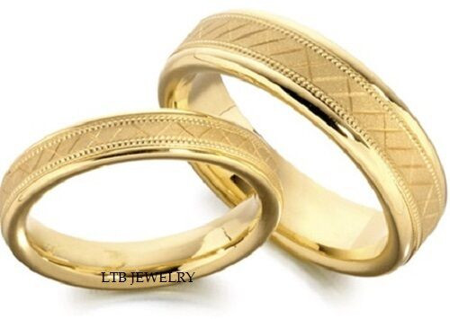Matching Wedding Rings For Him And Her
 18K YELLOW GOLD MATCHING WEDDING BANDS SET HIS & HERS MENS