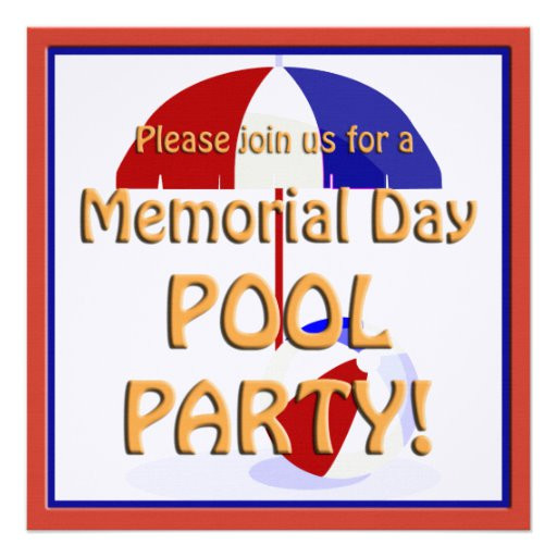 Memorial Day Pool Party
 Memorial Day Pool Party Invite 5 25" Square Invitation