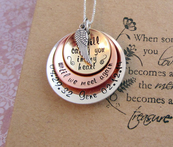 Memorial Gift Ideas For Loss Of Mother
 Items similar to Memorial Necklace Sympathy Gift