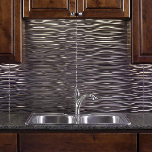 Menards Kitchen Backsplash Tiles
 Fasade Waves 18" x 24" Vinyl Tile Backsplash in Brushed
