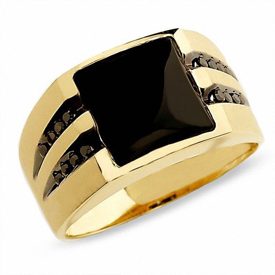 Mens Black Diamond Rings
 Men s yx Ring in 10K Gold with Enhanced Black Diamonds