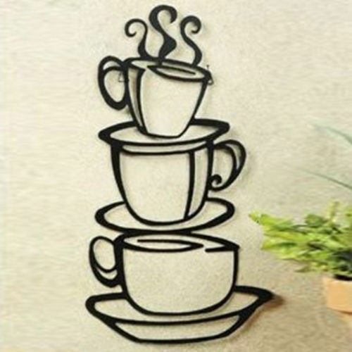 Metal Wall Art Kitchen
 Removable Coffee House Cup cafe vinyl wall art decal