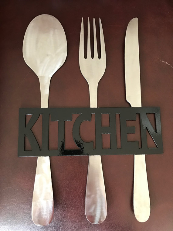 Metal Wall Art Kitchen
 Kitchen Metal Sign Knife Fork and Spoon Wall Decor Metal