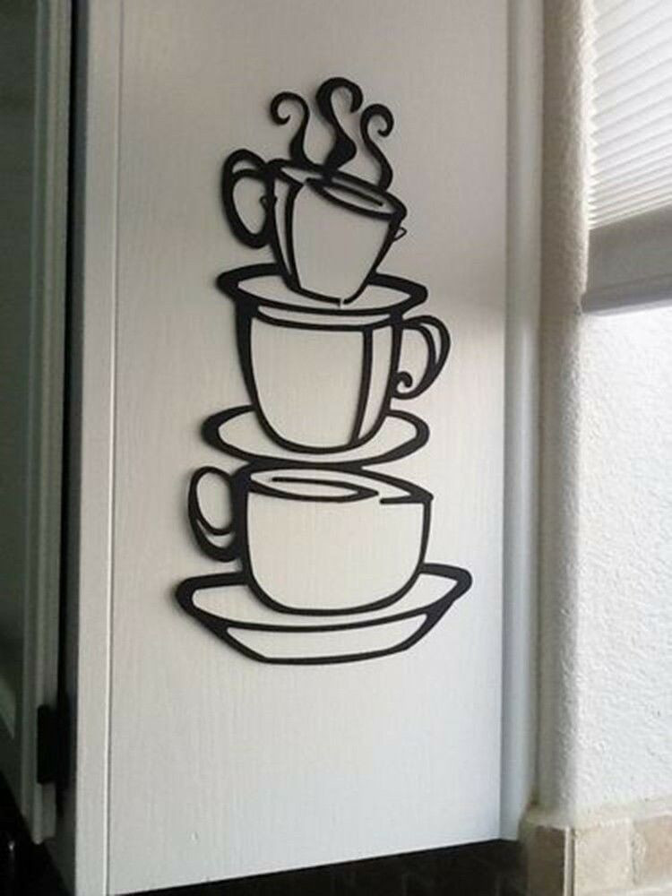 Metal Wall Art Kitchen
 Coffee House Black Cup Design Java Silhouette Wall Art