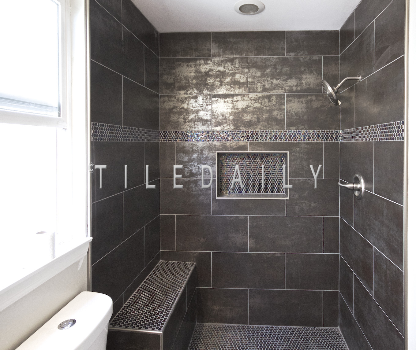 Metallic Tiles Bathroom
 Bathroom Install Metallic Iron Porcelain Tile – tiledaily