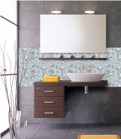 Metallic Tiles Bathroom
 metal glass tile bathroom wall backsplash stainless steel