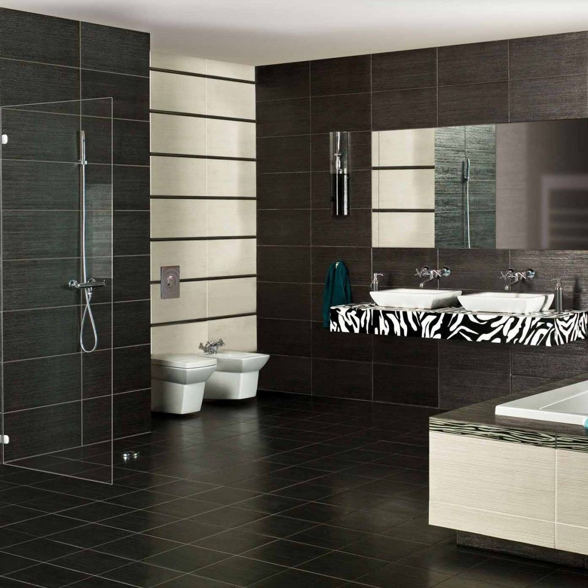 Metallic Tiles Bathroom
 metallic Black 600x300mm Bathroom Tiles