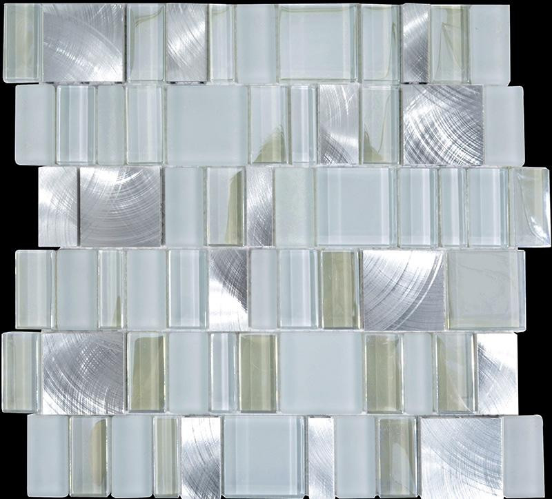 Metallic Tiles Bathroom
 metal glass tile bathroom wall backsplash stainless steel