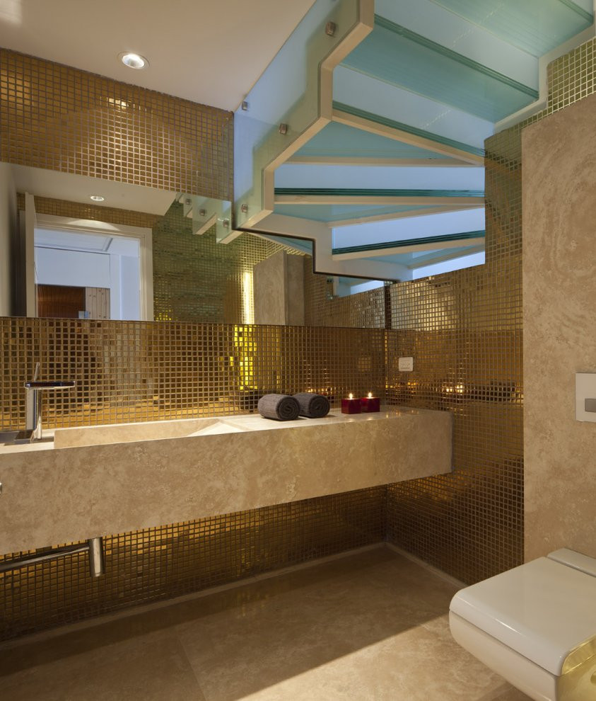 Metallic Tiles Bathroom
 Metallic bathroom mosaic tile