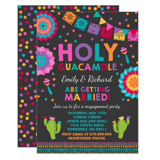 Mexican Engagement Party Ideas
 Fiesta Engagement Party Invitation Holy Guacamole
